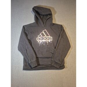Vintage Y2K Adidas Pullover Hoodie Women's Size XL Black Paint Drip Logo